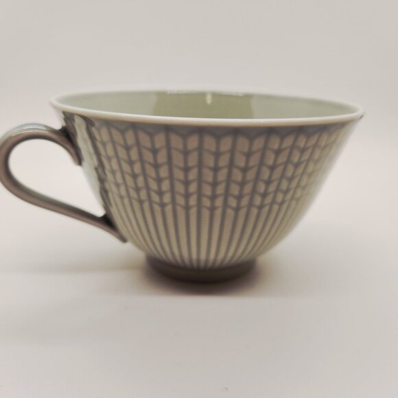 Arabia Finland Cup & Saucer Set Light Green Geometric Pattern 6" Saucer 4.5" Cup - Picture 6 of 14